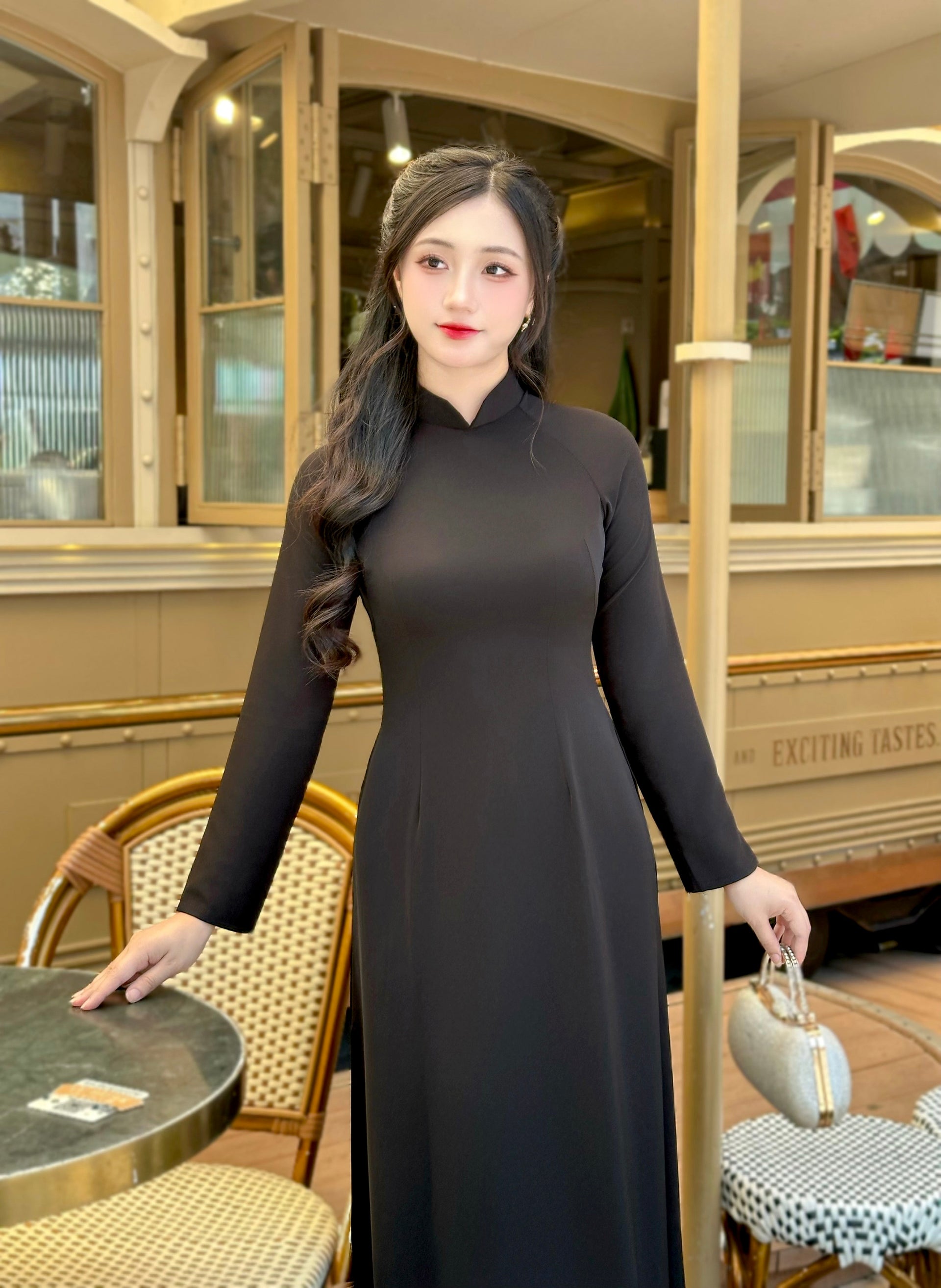 BLACK Ao Dai Dress | Pre made Traditional ao dai for women