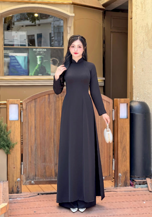 BLACK Ao Dai Dress | Pre made Traditional ao dai for women | Vietnamese long dress