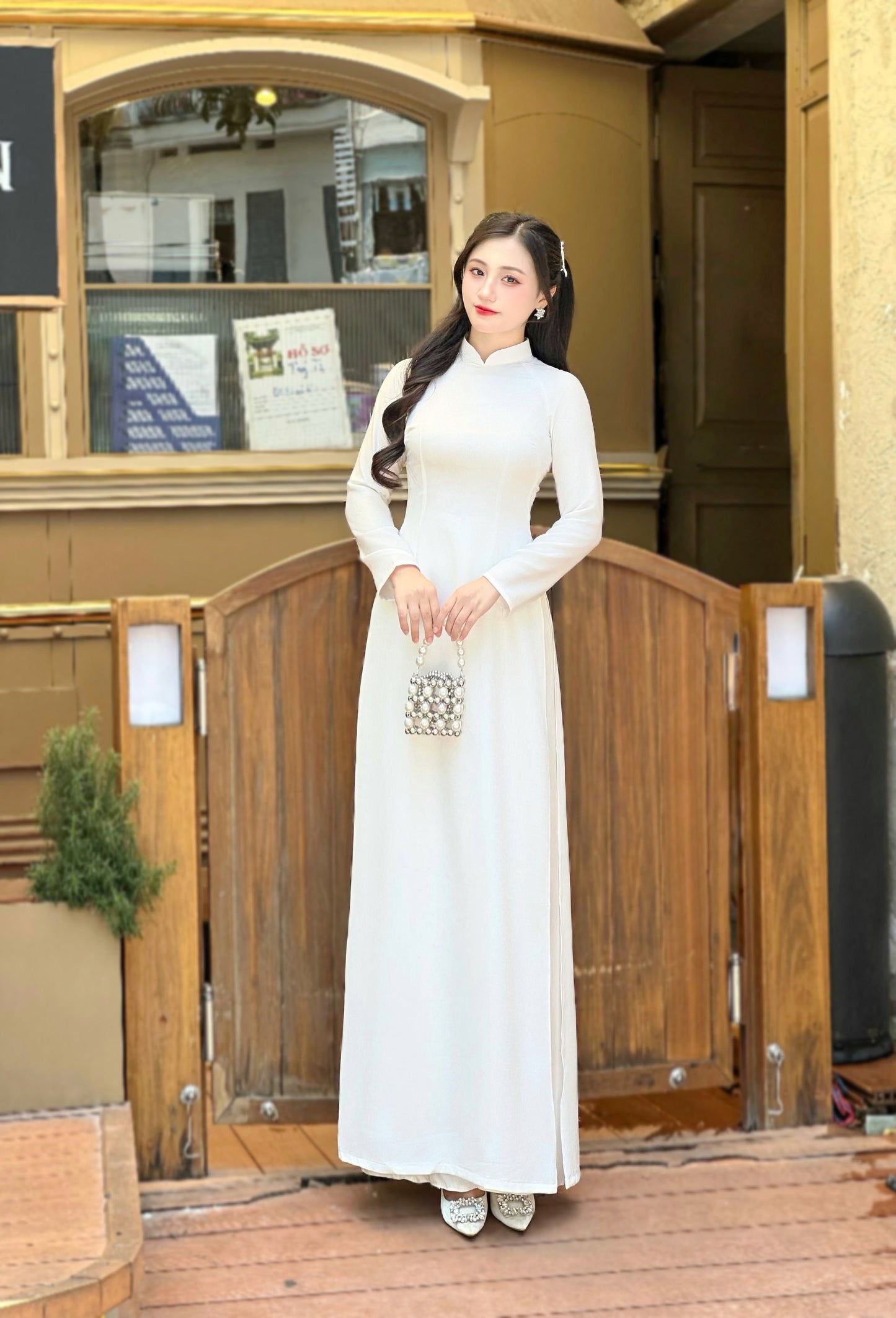 White Ao Dai Dress | Pre made Traditional ao dai for women | Vietnamese long dress