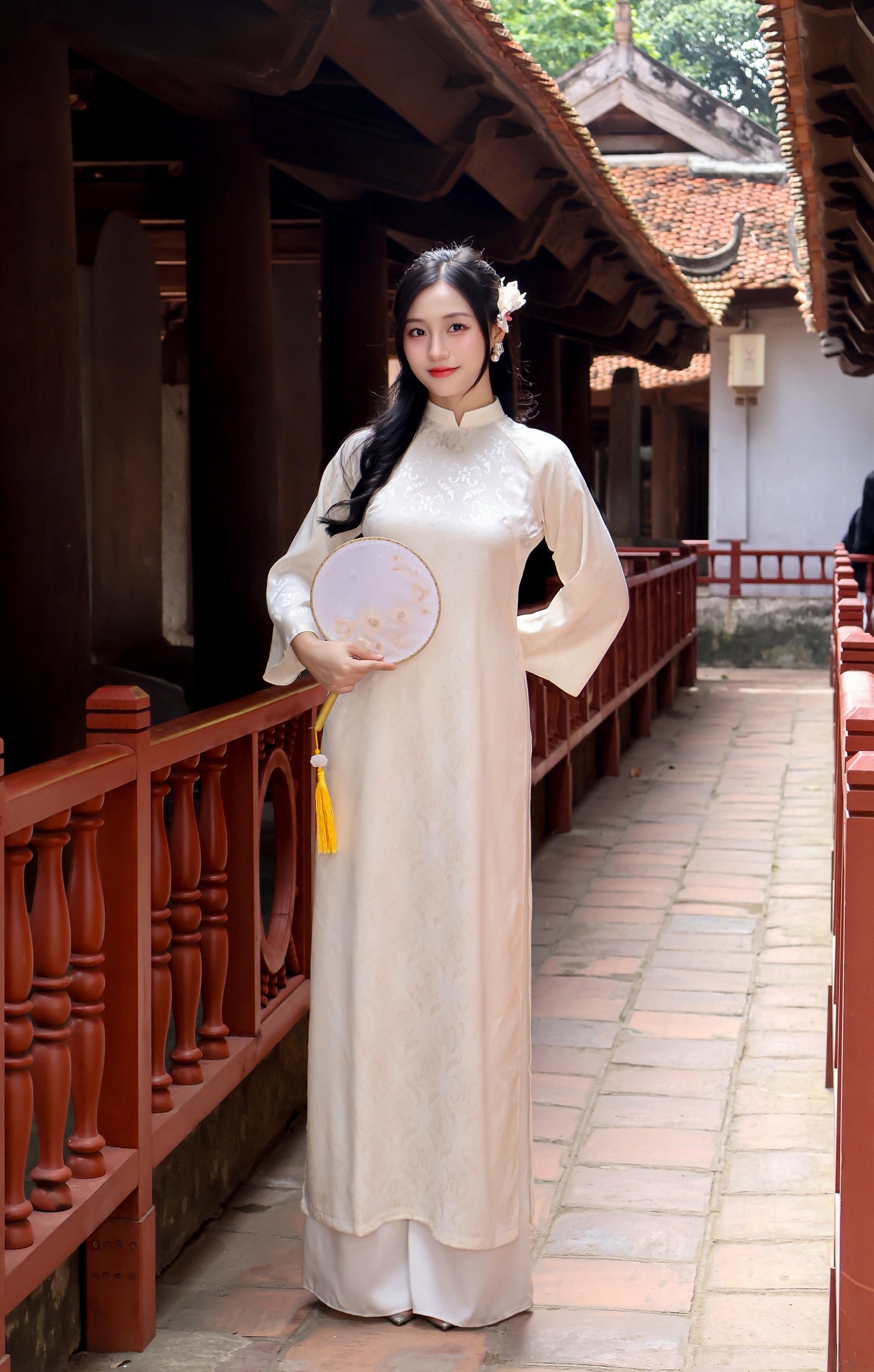 VAN Cream Nha Xa Silk Ao Dai | Vietnamese ao dai for women