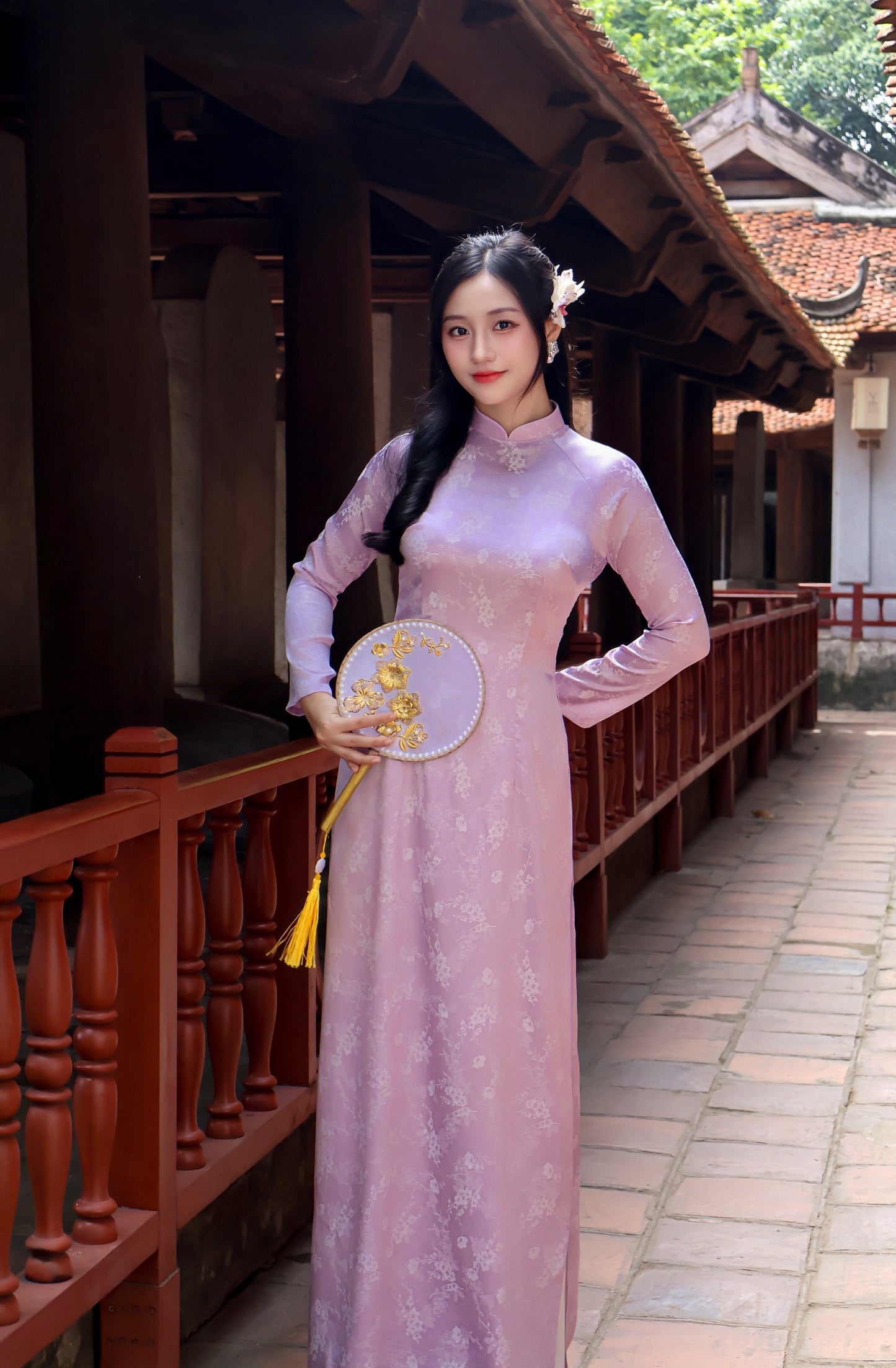 NORA Pastel Purple Ao dai with Long Sleeves | Vietnamese ao dai for women | No Pants