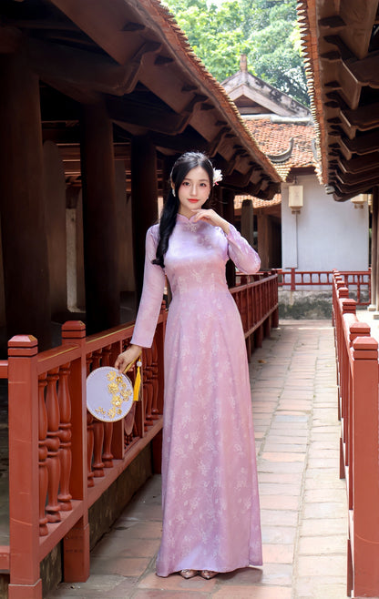 NORA Pastel Purple Ao dai with Long Sleeves | Vietnamese ao dai for women | No Pants