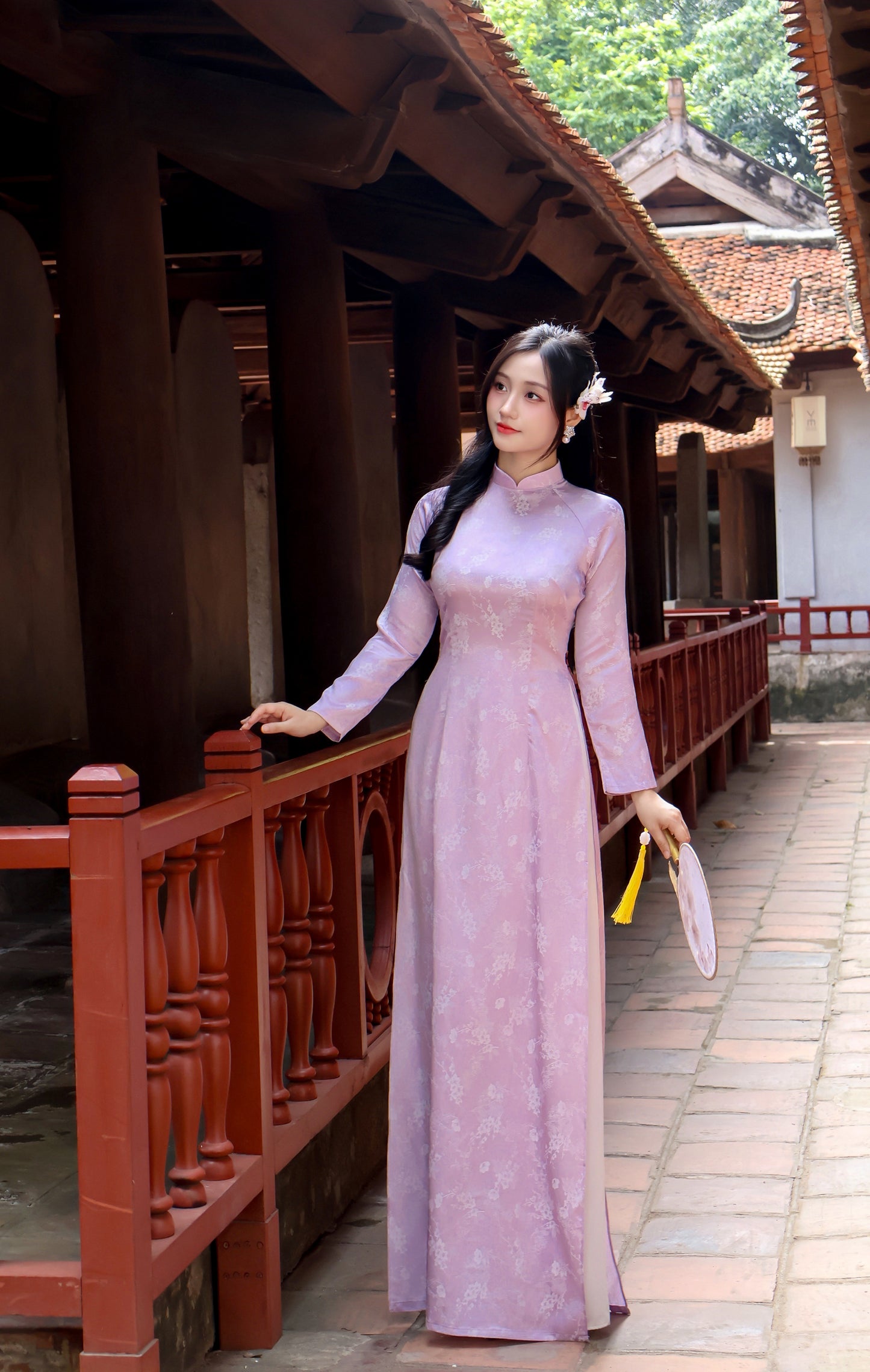 NORA Pastel Purple Ao dai with Long Sleeves | Vietnamese ao dai for women | No Pants