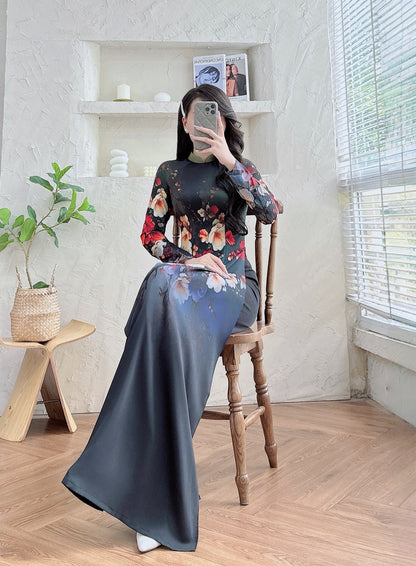 Pre-order: 3D Printed Flower Ao Dai | Traditional Vietnamese Dress for Women