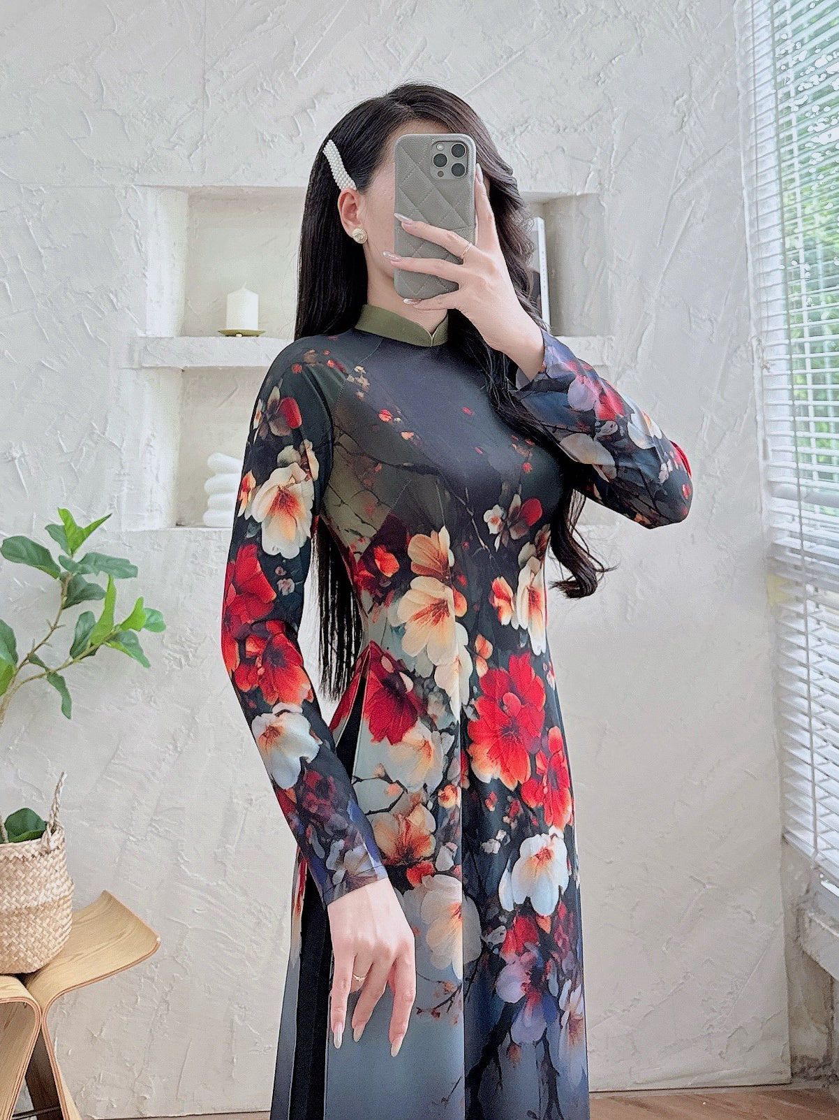 Pre-order: 3D Printed Flower Ao Dai | Traditional Vietnamese Dress for Women