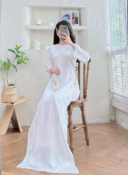 Pre-made White Ao dai for Women -  Royal silk ao dai top