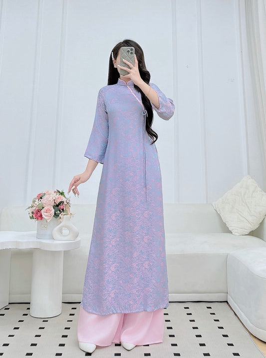 Pre-made Pastel Purple Vietnamese Ao Dai For Women | Vietnamese long dress with Pants