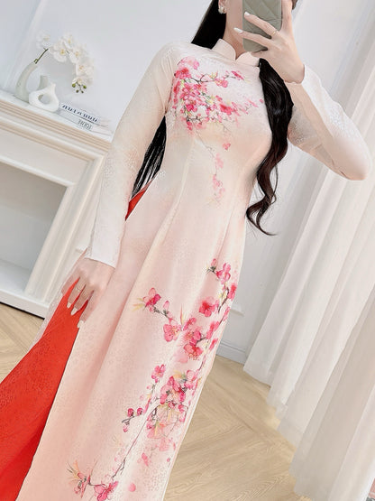 Pre-order: Gấm Hoa Mai Ao Dai | Traditional Vietnamese Dress for Women