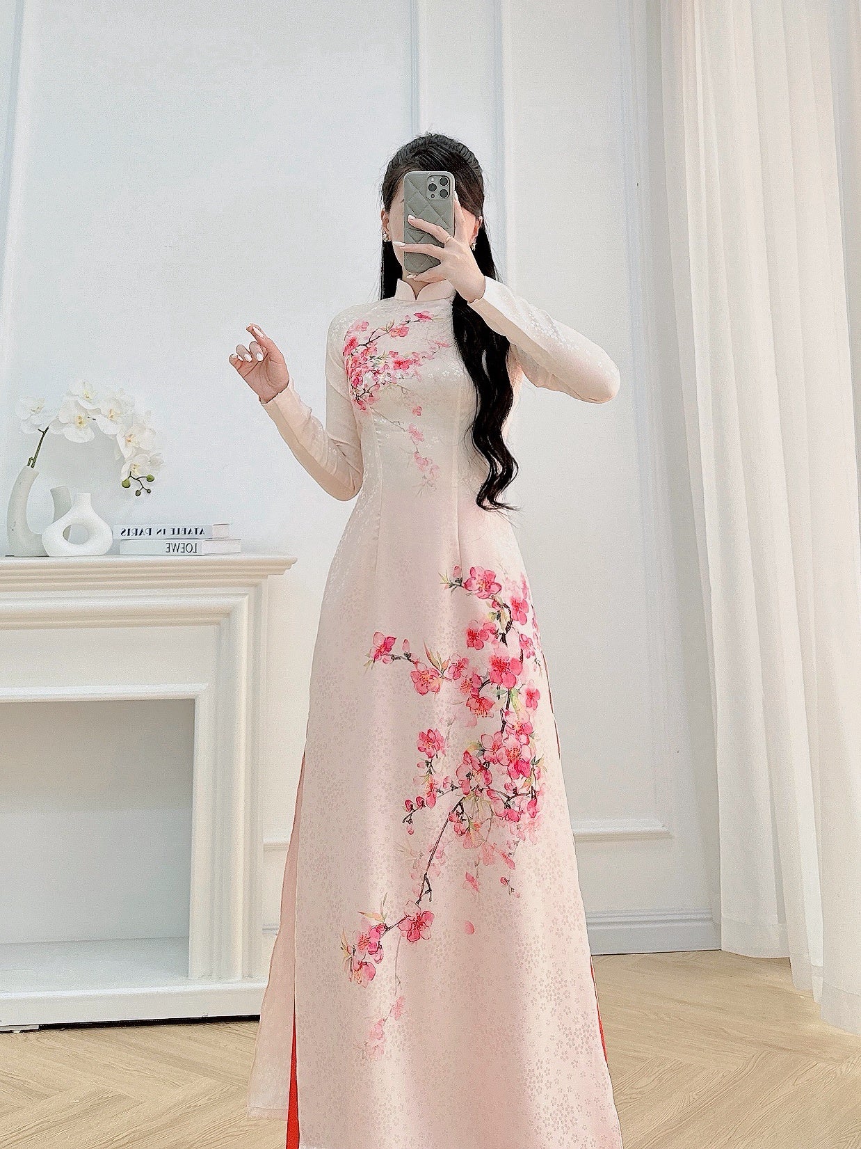 Pre-order: Gấm Hoa Mai Ao Dai | Traditional Vietnamese Dress for Women