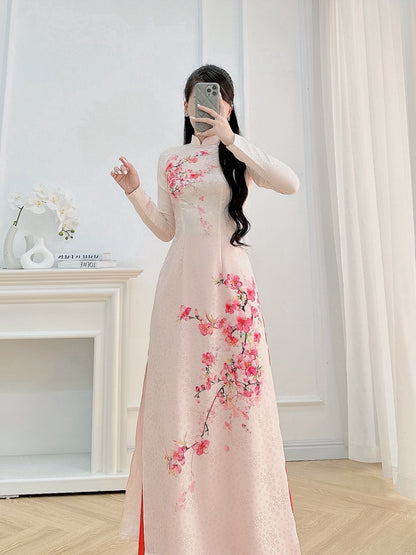 Pre-order: Gấm Hoa Mai Ao Dai | Traditional Vietnamese Dress for Women
