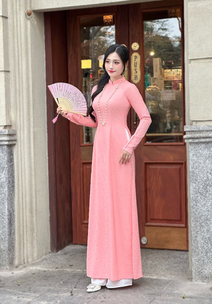 Áo Dài Gấm | Traditional Ao Dai For Women | No Pants | Uniform Ao Dai
