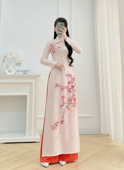 Pre-order: Gấm Hoa Mai Ao Dai | Traditional Vietnamese Dress for Women