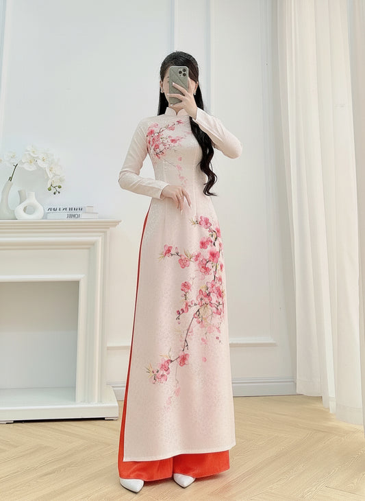 Pre-order: Gấm Hoa Mai Ao Dai | Traditional Vietnamese Dress for Women