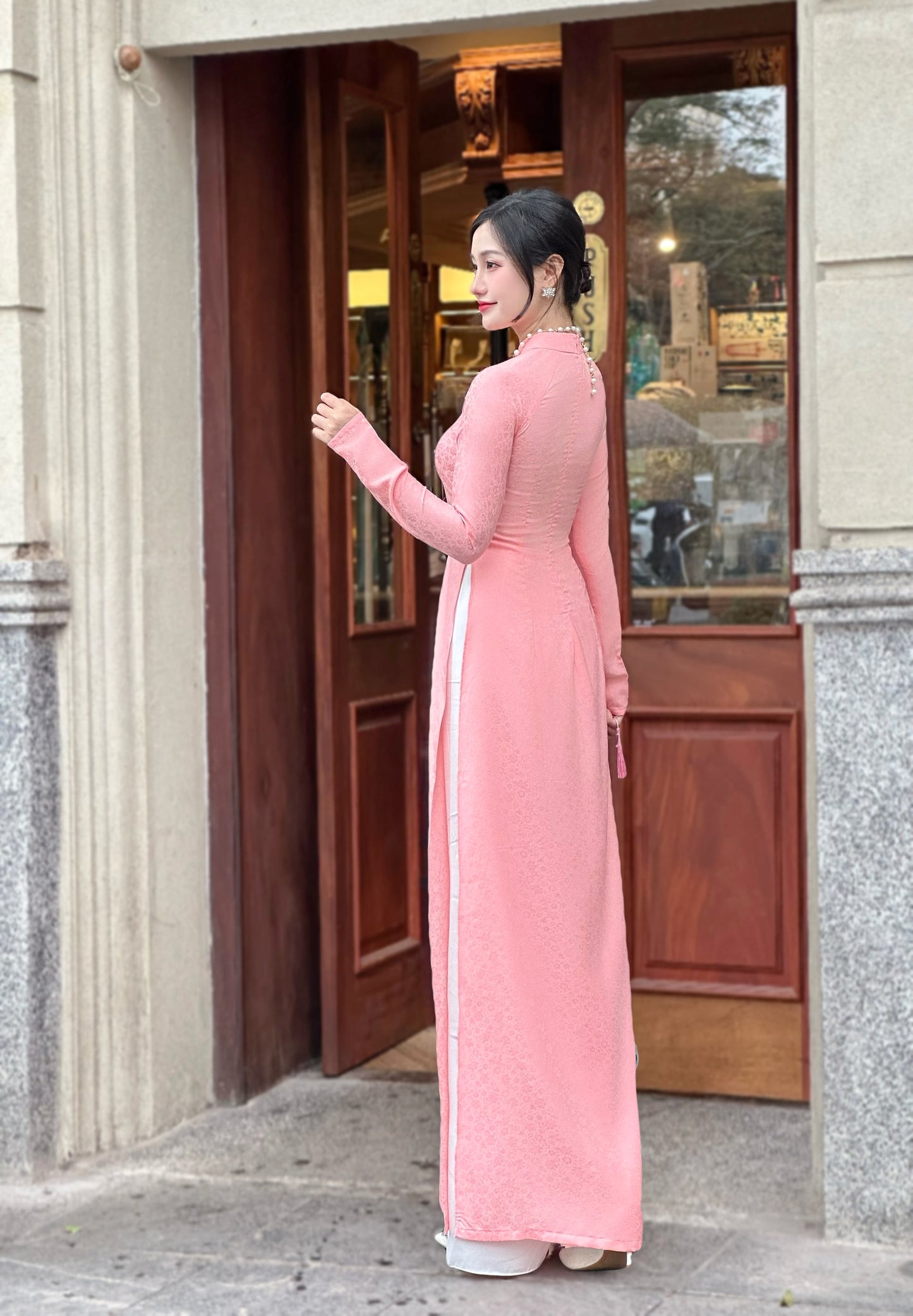 Áo Dài Gấm | Traditional Ao Dai For Women | No Pants | Uniform Ao Dai