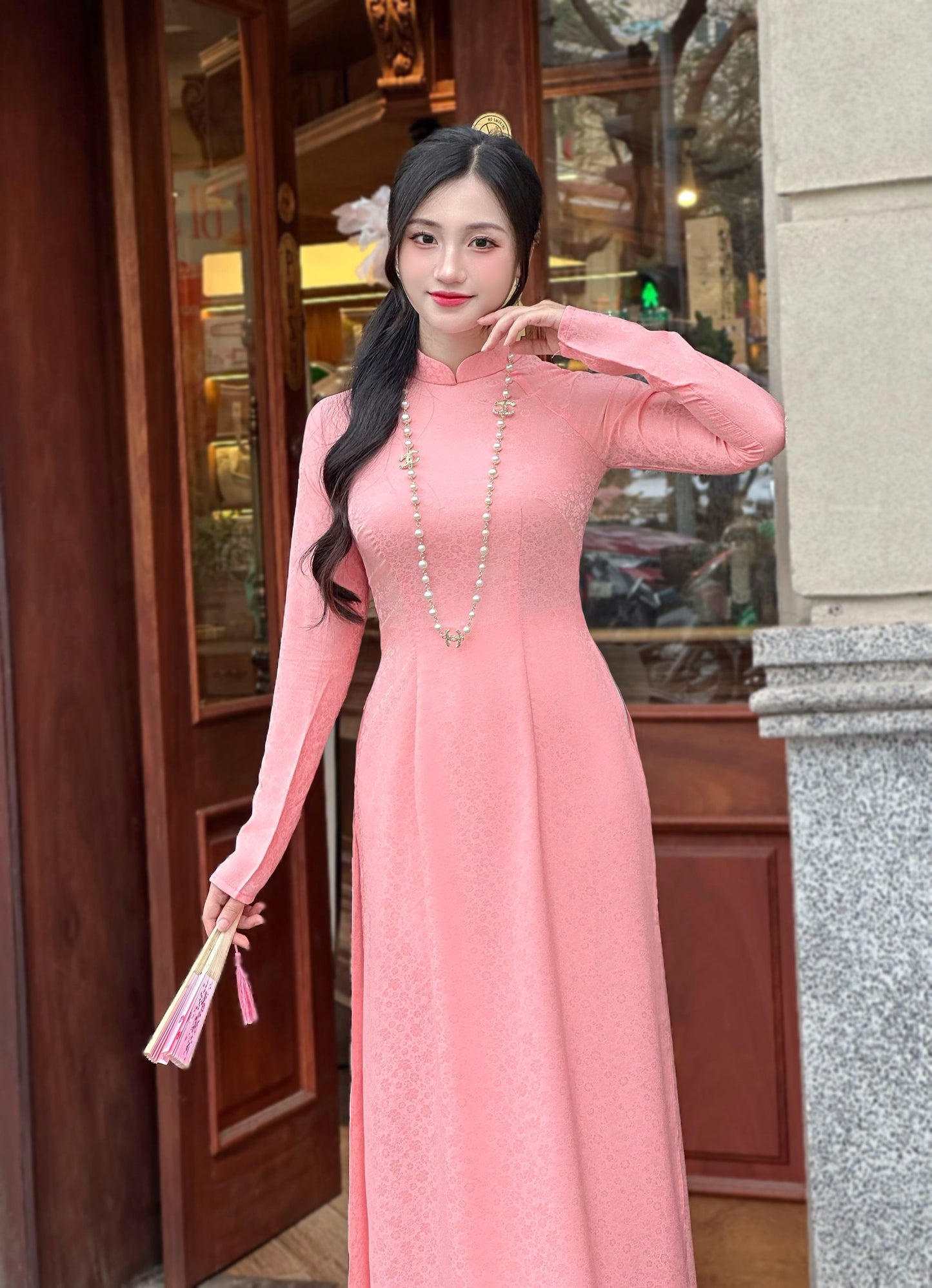 Áo Dài Gấm | Traditional Ao Dai For Women | No Pants | Uniform Ao Dai