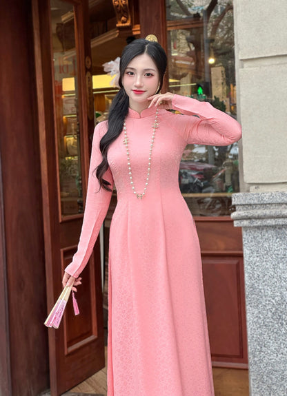 Áo Dài Gấm | Traditional Ao Dai For Women | No Pants | Uniform Ao Dai