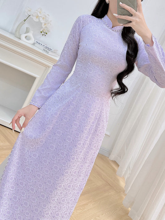 Pre-made Ao dai for Women -  Pastel Purple Gam Ao Dai Top