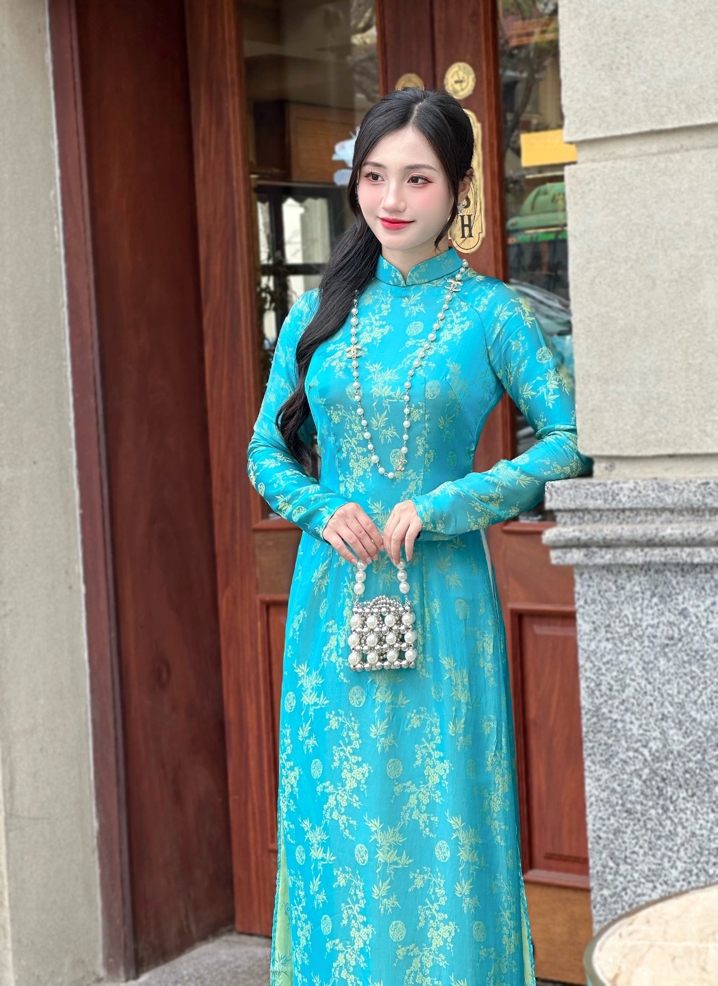 Áo Dài Gấm | Traditional Ao Dai For Women | No Pants