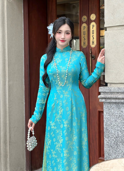 Áo Dài Gấm | Traditional Ao Dai For Women | No Pants