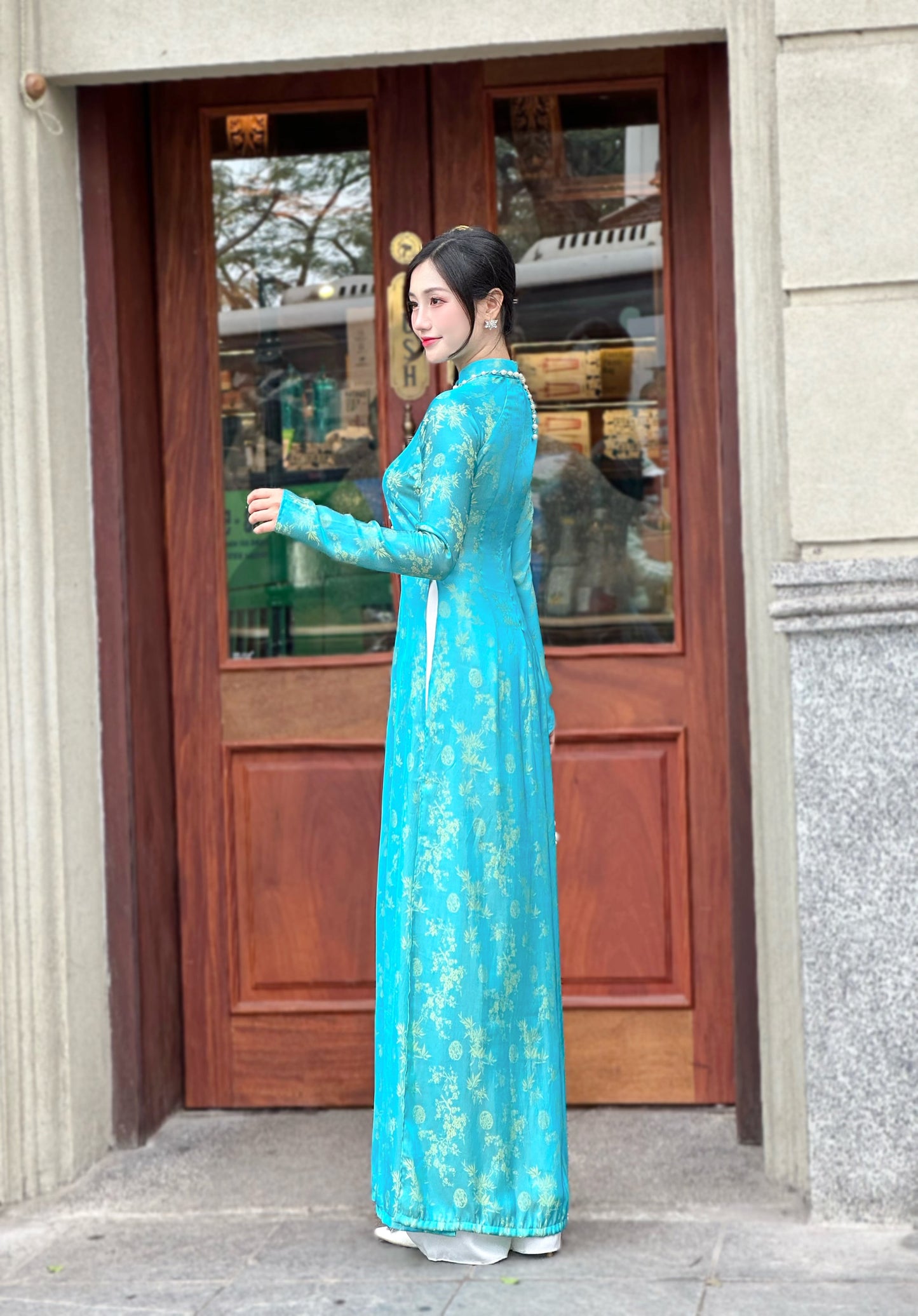 Áo Dài Gấm | Traditional Ao Dai For Women | No Pants