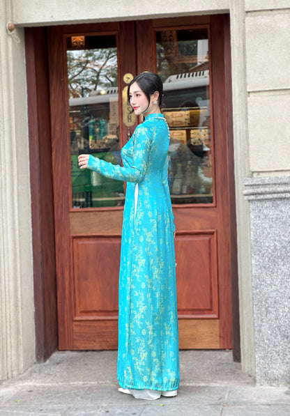 Áo Dài Gấm | Traditional Ao Dai For Women | No Pants