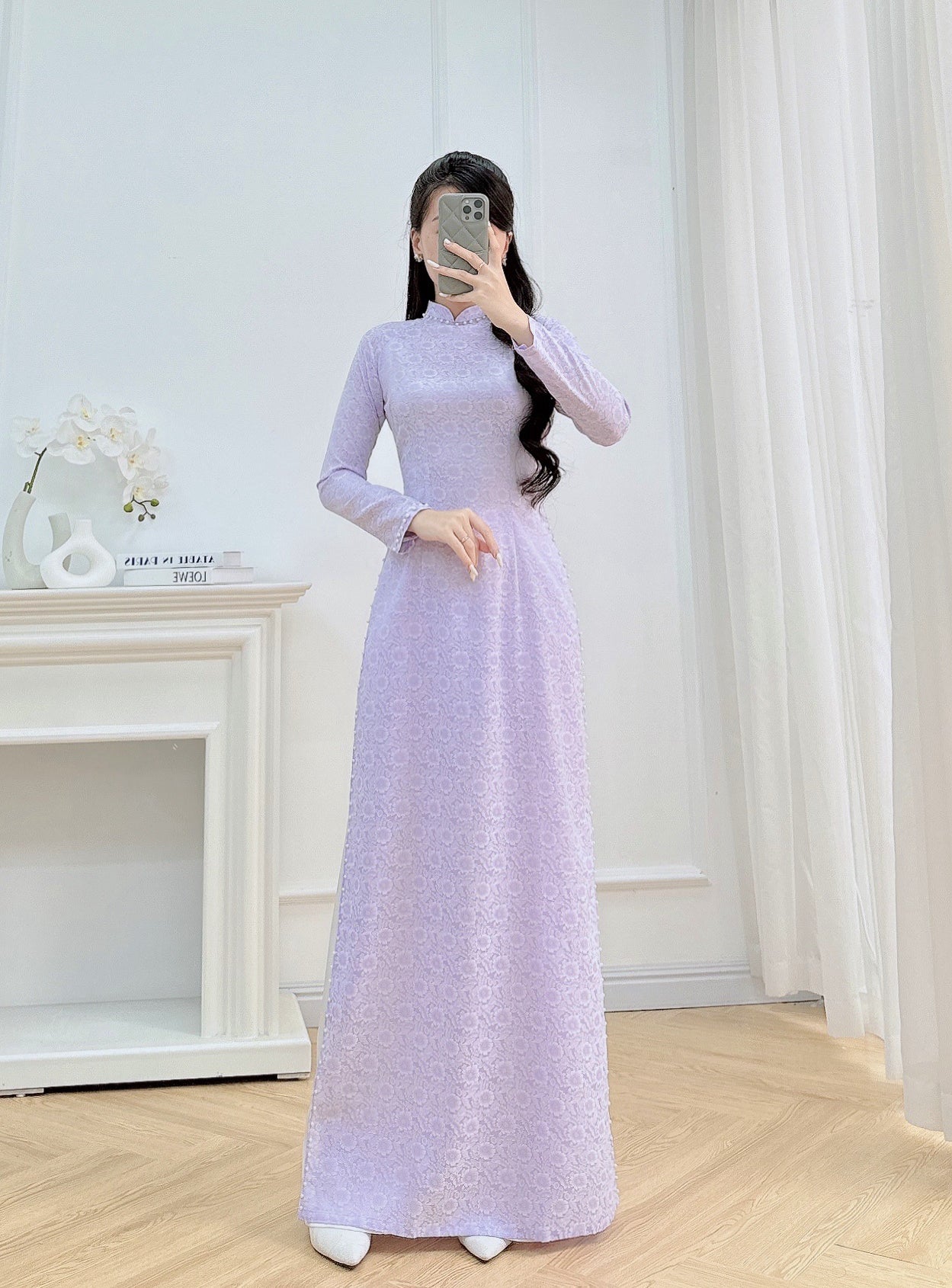 Pre-made Ao dai for Women -  Pastel Purple Gam Ao Dai Top
