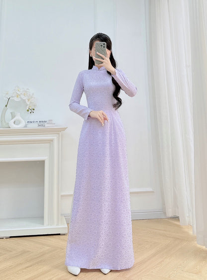 Pre-made Ao dai for Women -  Pastel Purple Gam Ao Dai Top