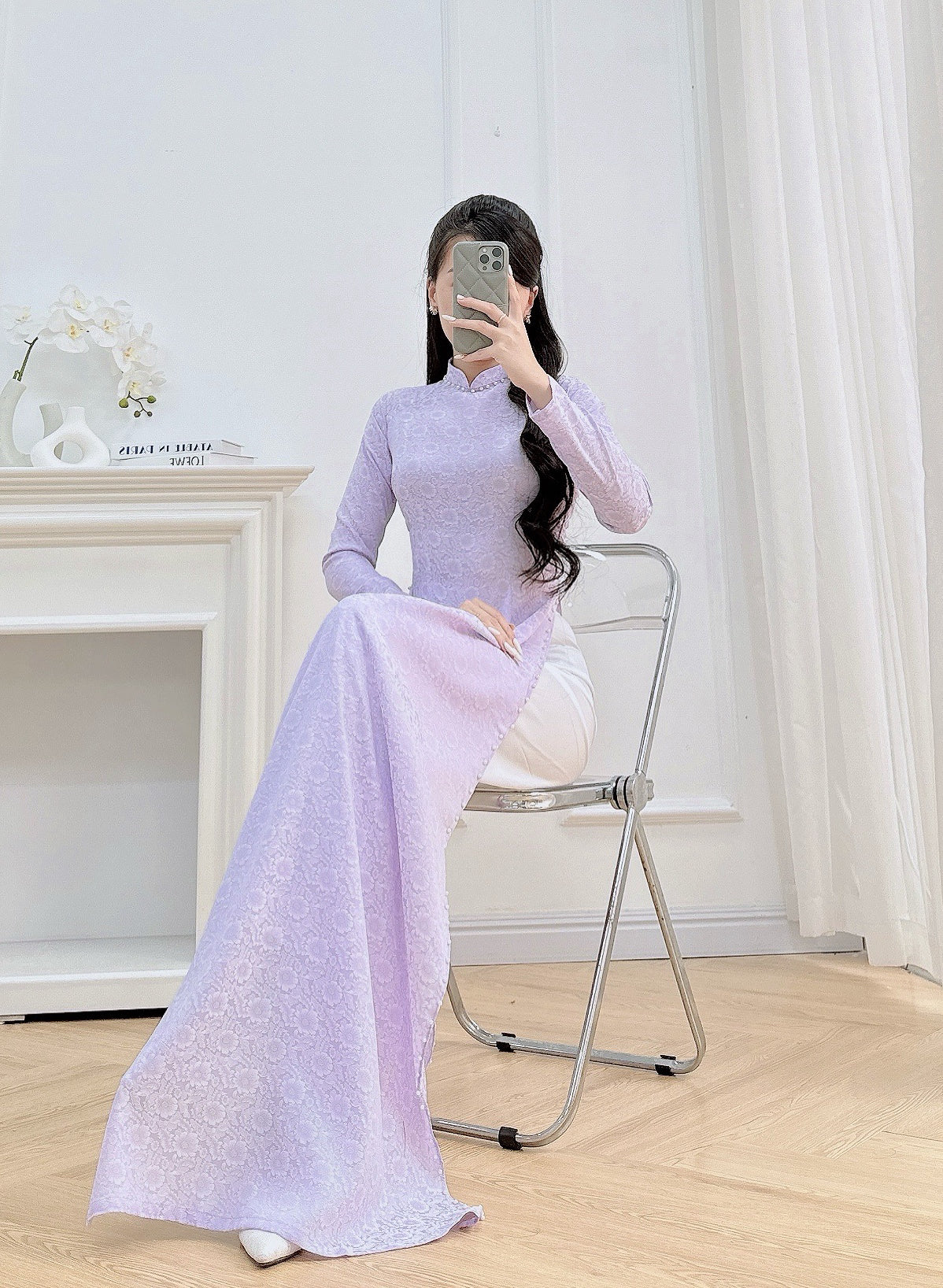 Pre-made Ao dai for Women -  Pastel Purple Gam Ao Dai Top