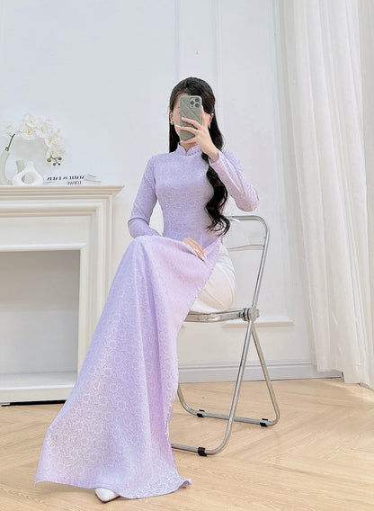 Pre-made Ao dai for Women -  Pastel Purple Gam Ao Dai Top
