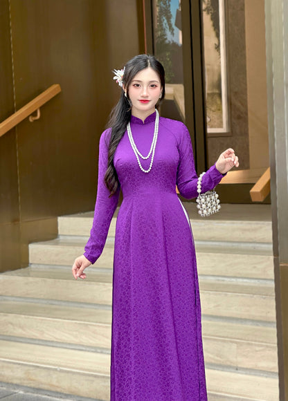 Áo Dài Gấm Tím | Traditional Ao Dai For Women | No Pants