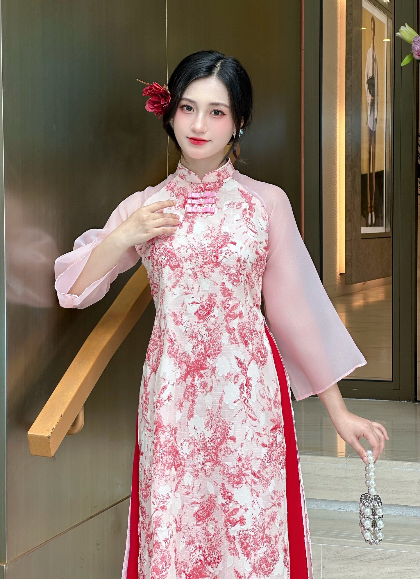 Set Modern Red Ao Dai – Áo Dài Tơ LỆ CHI | Vietnamese Ao Dai With Pants