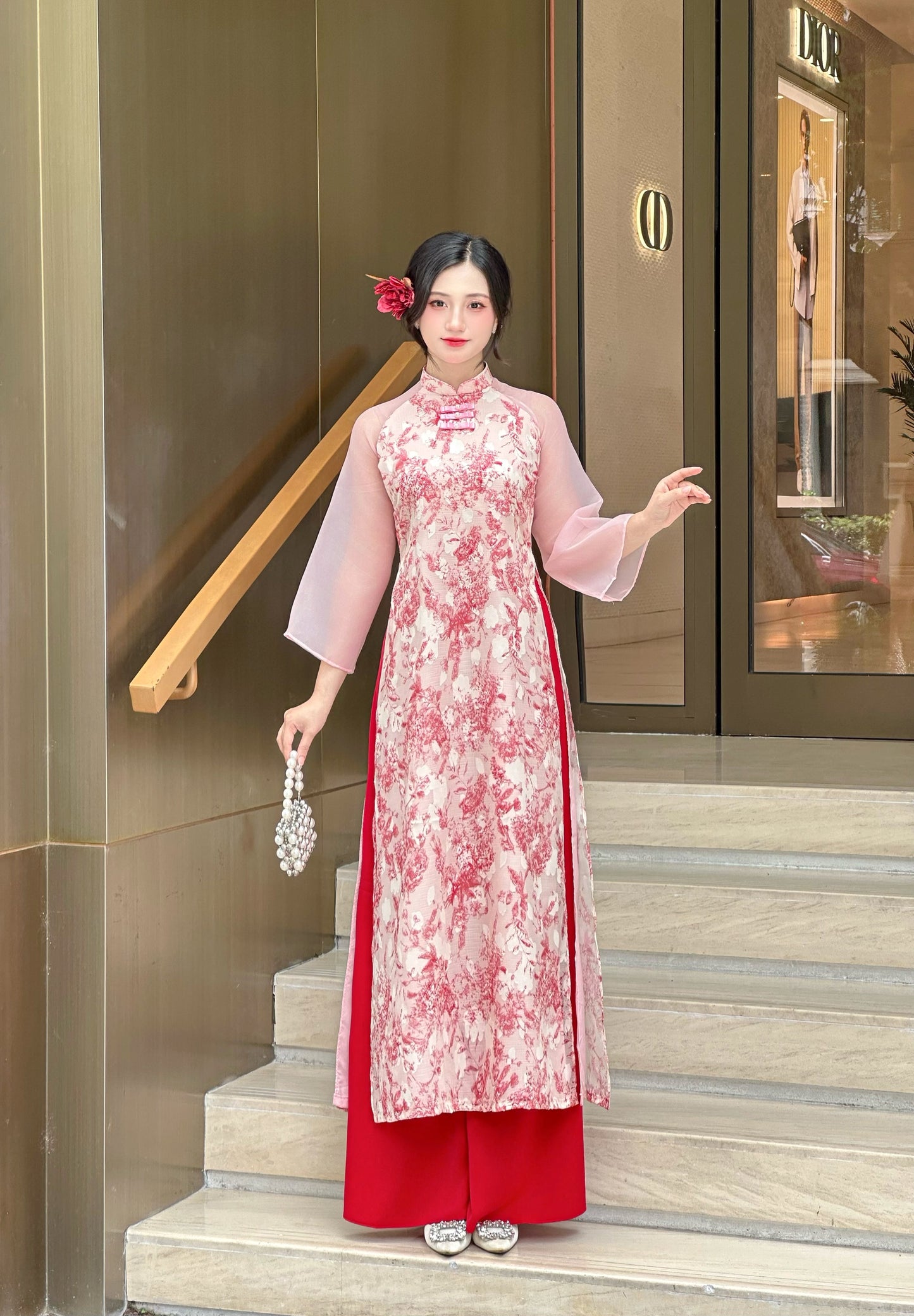 Set Modern Red Ao Dai – Áo Dài Tơ LỆ CHI | Vietnamese Ao Dai With Pants