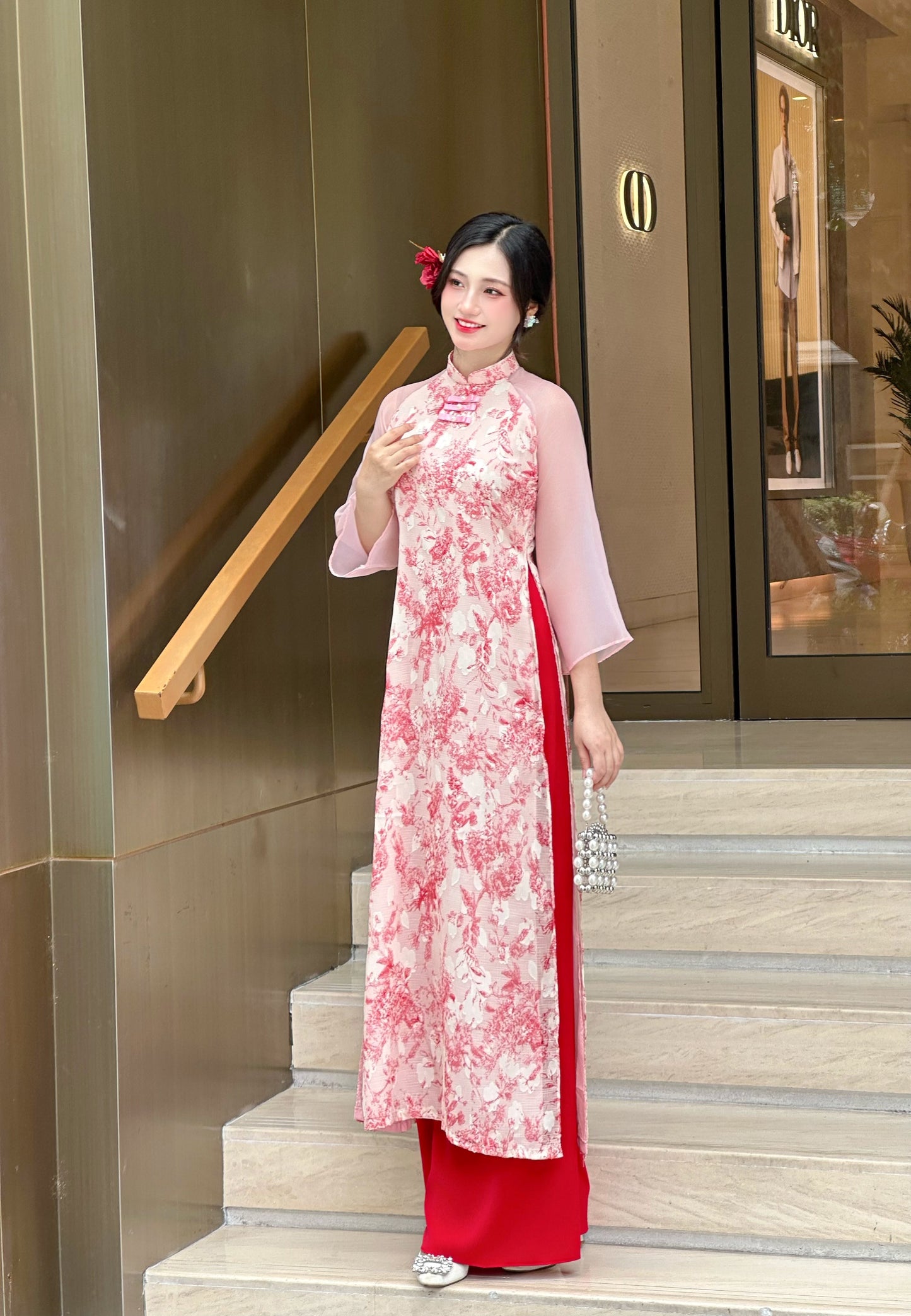 Set Modern Red Ao Dai – Áo Dài Tơ LỆ CHI | Vietnamese Ao Dai With Pants