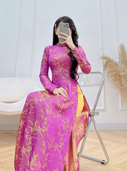 BONNIE Deep Pink traditional ao dai set | Vietnamese ao dai for women | Silk Ao Dai