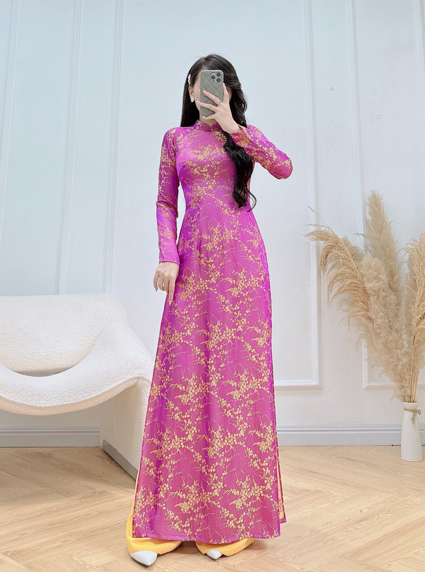 BONNIE Deep Pink traditional ao dai set | Vietnamese ao dai for women | Silk Ao Dai