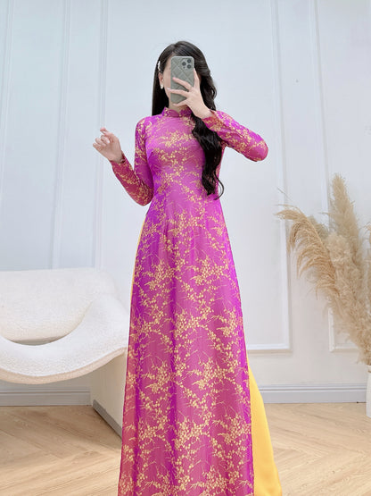 BONNIE Deep Pink traditional ao dai set | Vietnamese ao dai for women | Silk Ao Dai