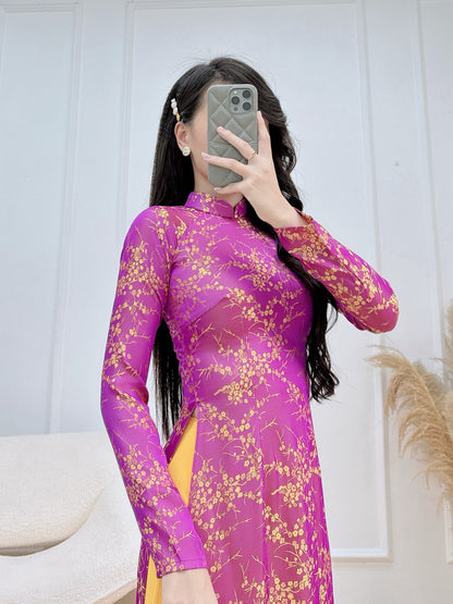 BONNIE Deep Pink traditional ao dai set | Vietnamese ao dai for women | Silk Ao Dai