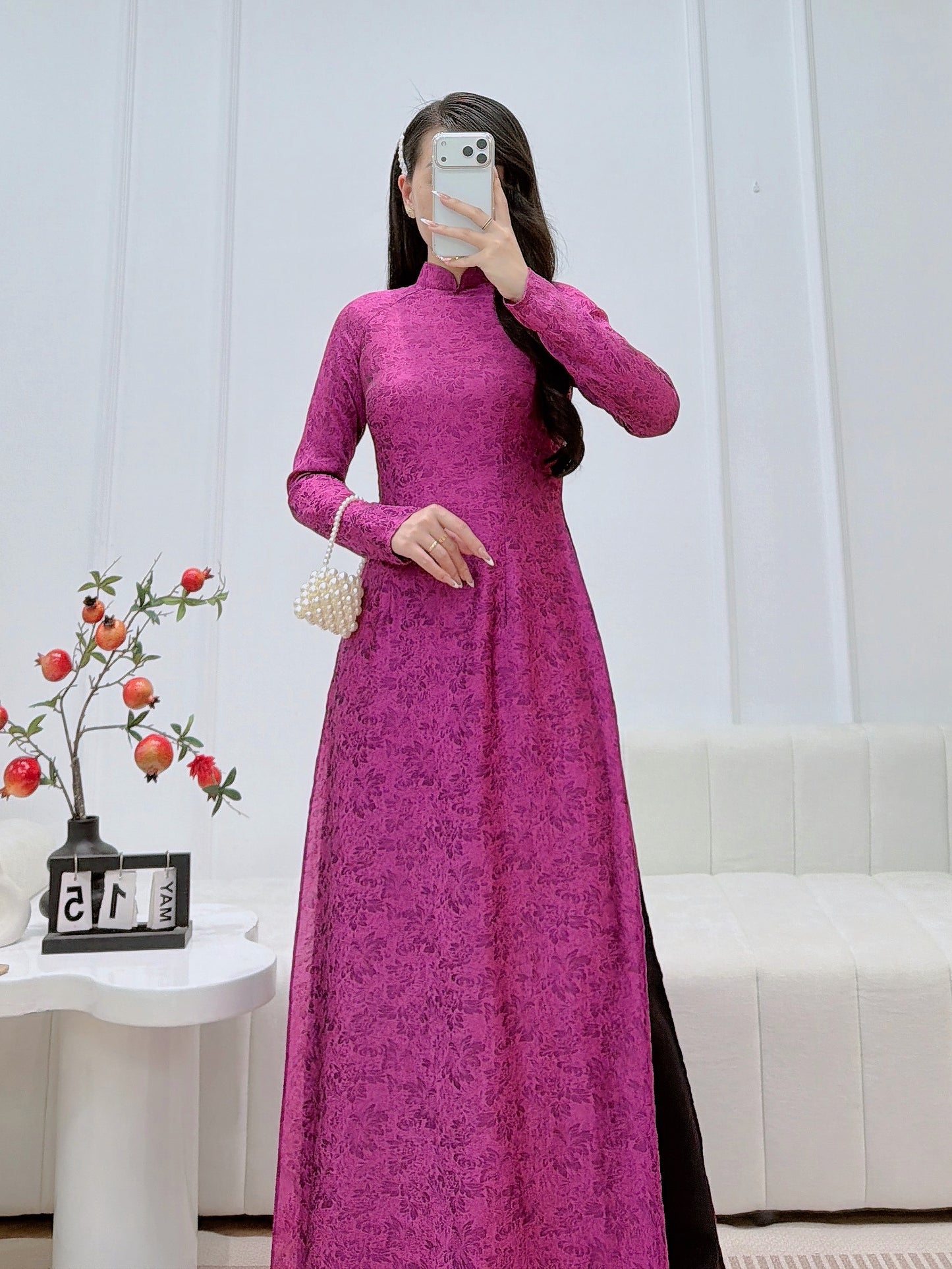 Pre-order: Traditional Vietnamese Ao Dai Dress - Áo Dài Tơ Lụa Vân Sắc