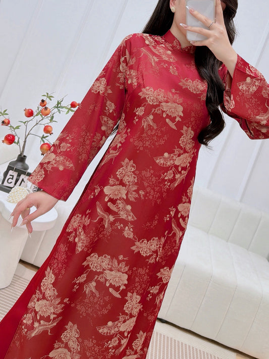 Red Floral Ao Dai | Modern Vietnamese Ao Dai