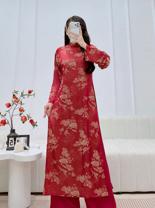 Red Floral Ao Dai | Modern Vietnamese Ao Dai