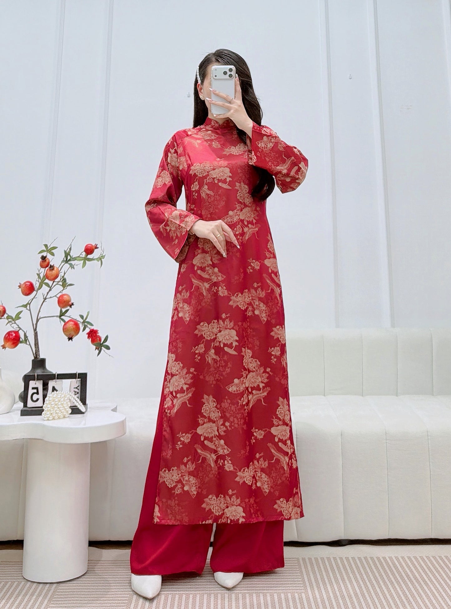 Red Floral Ao Dai | Modern Vietnamese Ao Dai