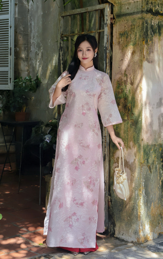 ADDISON Pastel pink ao dai set | Women ao dai Vietnamese
