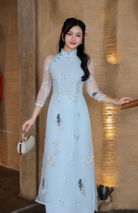 JANE Pastel blue ao dai set | Traditional ao dai Vietnamese