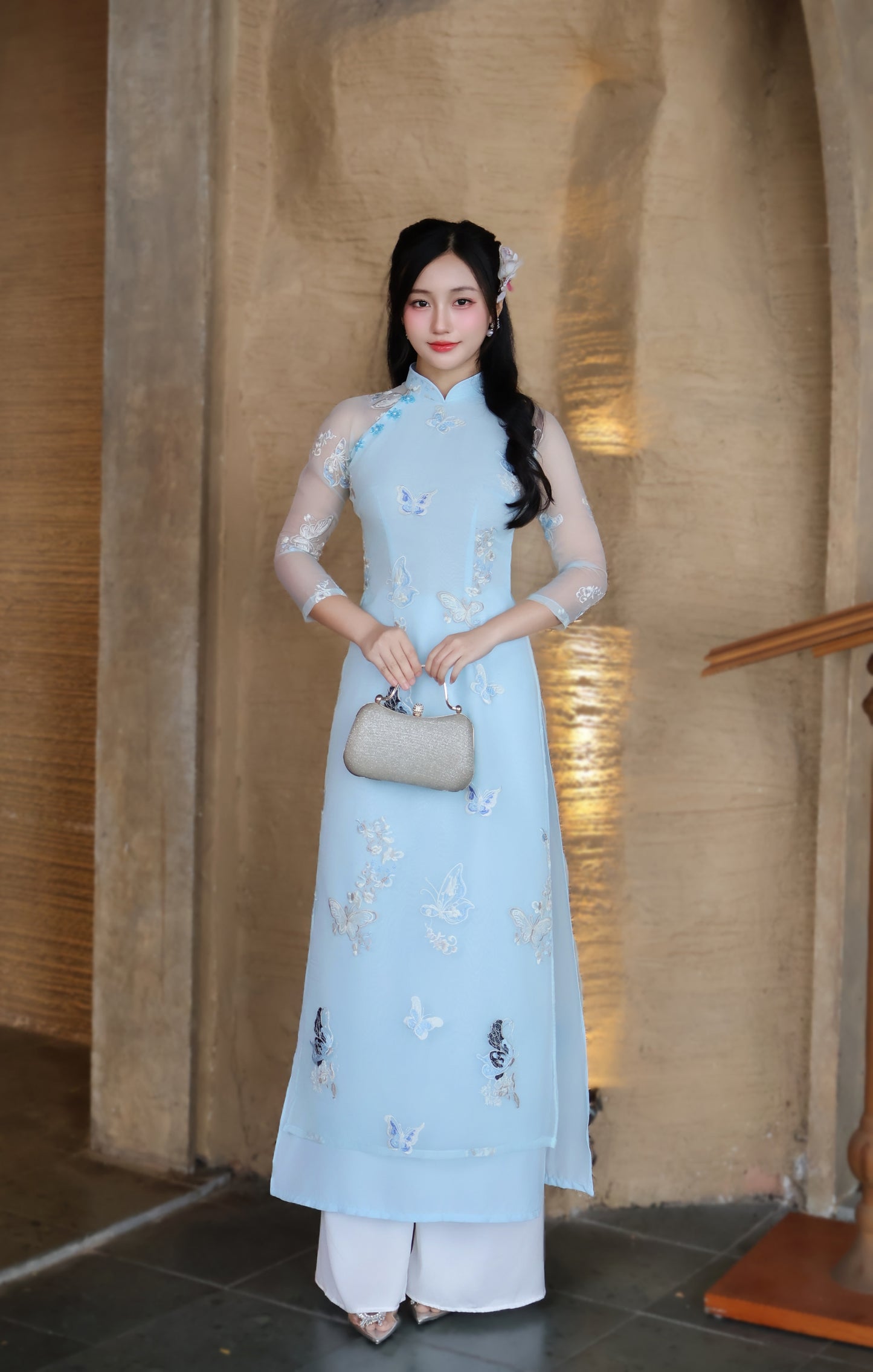 JANE Pastel blue ao dai set | Traditional ao dai Vietnamese