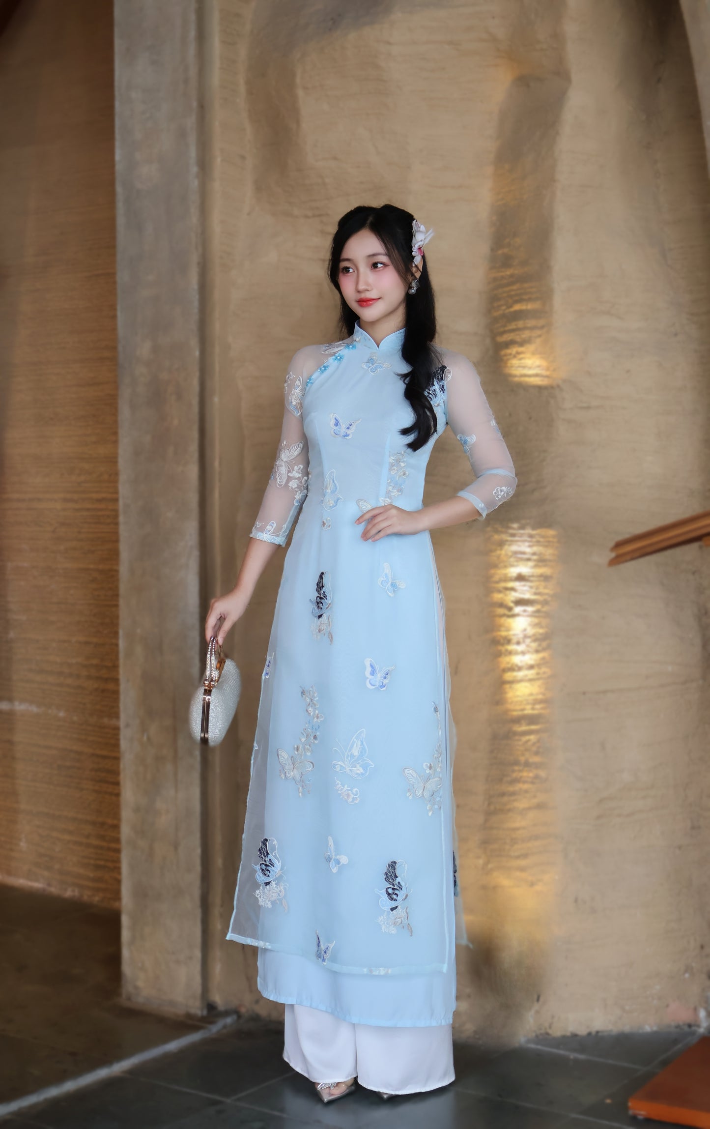 JANE Pastel blue ao dai set | Traditional ao dai Vietnamese