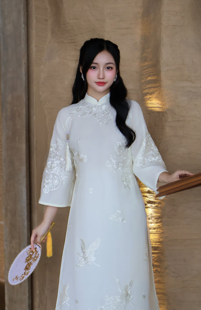 MAI Creeam Ao Dai Top | Modern Vietnamese ao dai for women | NO pants