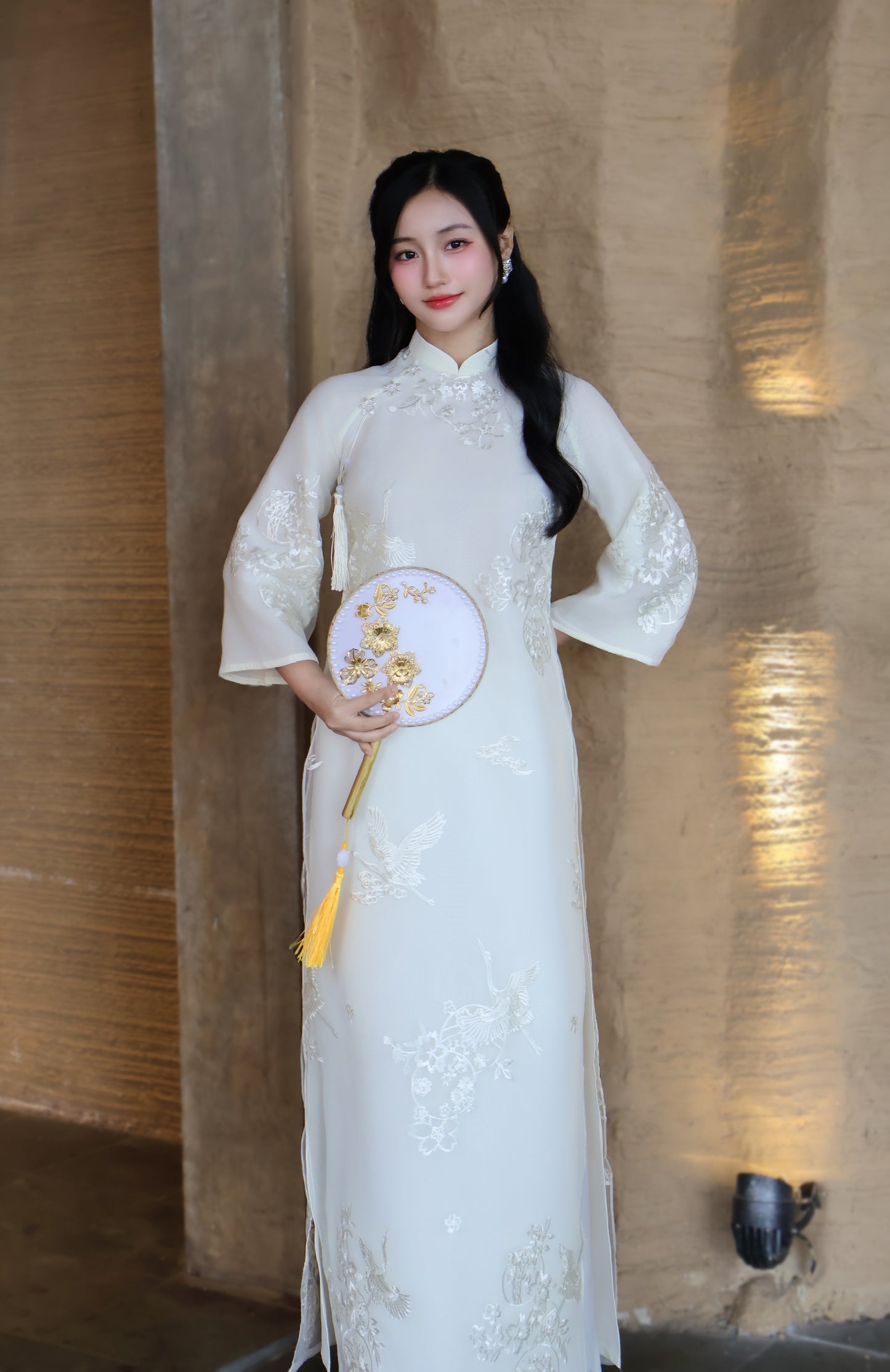 MAI Creeam Ao Dai Top | Modern Vietnamese ao dai for women | NO pants