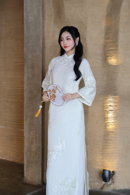 MAI Creeam Ao Dai Top | Modern Vietnamese ao dai for women | NO pants