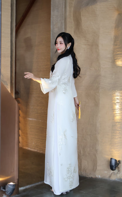 MAI Creeam Ao Dai Top | Modern Vietnamese ao dai for women | NO pants