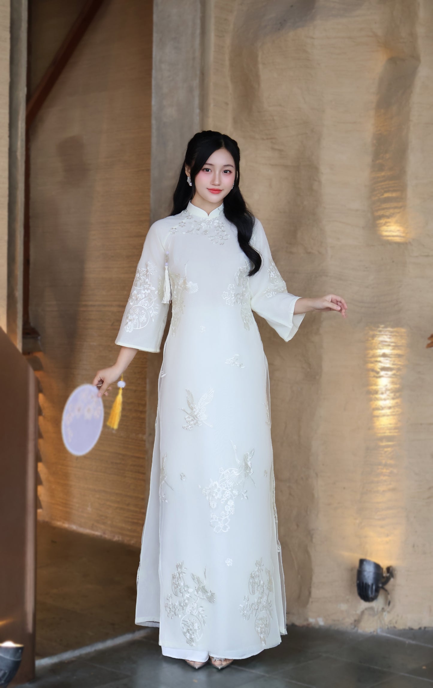 MAI Creeam Ao Dai Top | Modern Vietnamese ao dai for women | NO pants